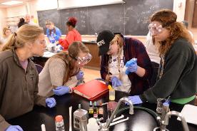 students engage in lab